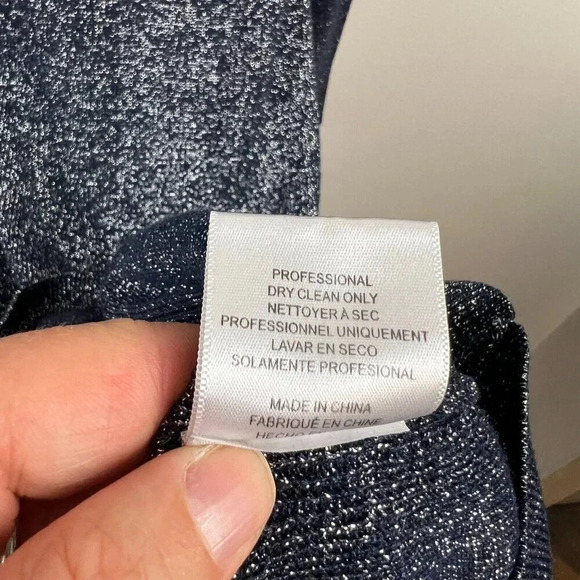 Sachin and Babi Amelie Dress Size Small Metallic Knit Blue Puff Sleeve Event - Picture 11 of 11